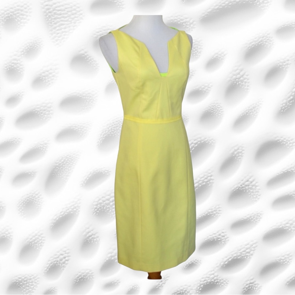 bin 1C  T Tahari Yellow Sheath Dress Career Wear